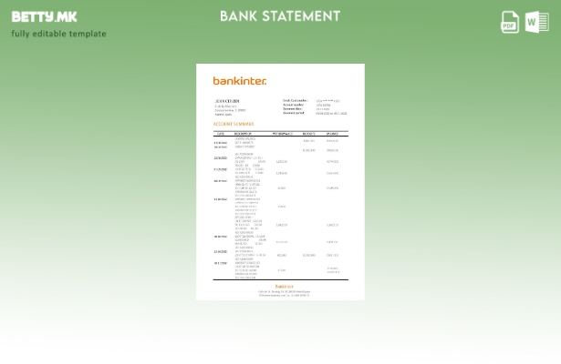 Модерен стил Шаблон за збор за извод од банка банкарскиот Шпанија Bankinter