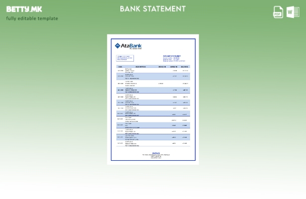 Модерен стил на шаблон за збор за извод од банка Азербејџан AtaBank