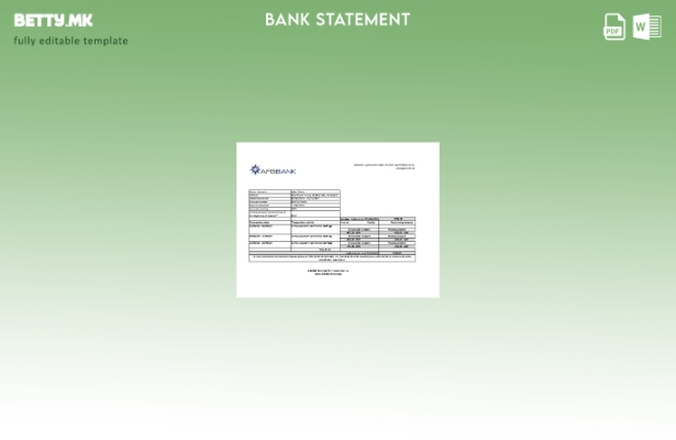 Модерен стил шаблон за верзија на ексел извод од банка Азербејџан Afbbank