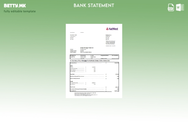 модерен стил Обединетото Кралство NatWest банкарски шаблон ексел