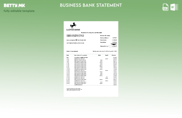 Модерен стил на USA Lloyds за претпријатие сметка Шаблон Word и PDF