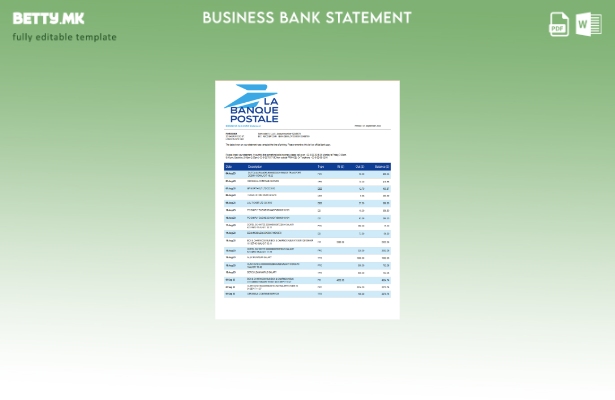 Модерен стил La Banque Postale фирма извод од банка Word и PDF шаблон