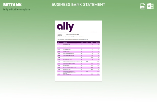 Модерен стил, шаблон за Word и PDF, изјава за претпријатието на Allly Bank