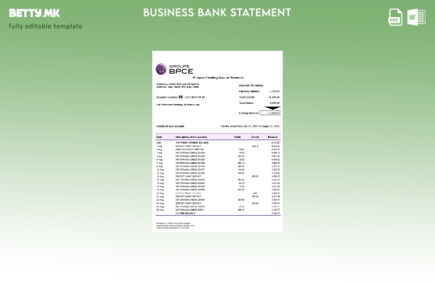 модерен стил на Groupe BPCE банкарска сметка Деловен извештај Шаблон Word и PDF
