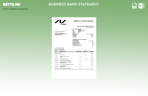 модерен стил шведски Nordnet AB цврста изјава за сметката Шаблон Word и PDF