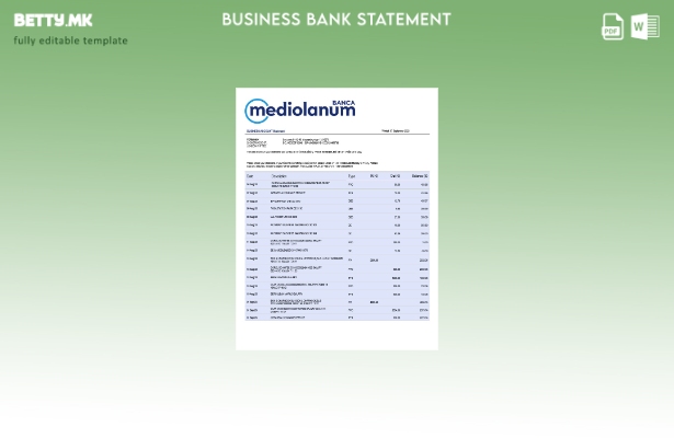 модерен стил Banca Mediolanum цврста сметка за шаблон Word и PDF