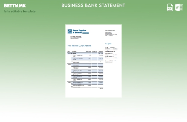 модерен стил Banca Populaire di Sondrio Извод од деловна банка Шаблон Word и PDF