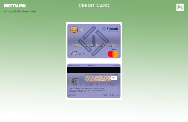 Модерен стил Бугарија Шаблон за мастер дебитна картичка на Fibank банка
