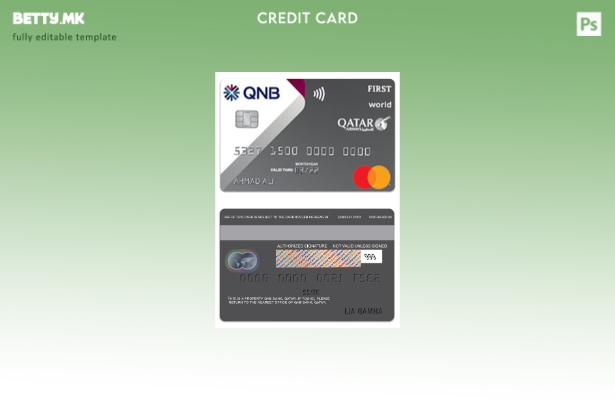 Модерен стил Катар QNB банка Катар ервејс Co брендирани мастер картички шаблон