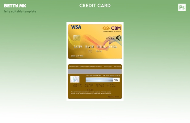 Модерен стил Шаблон за виза златна картичка Maldives Commercial Bank of Maldives