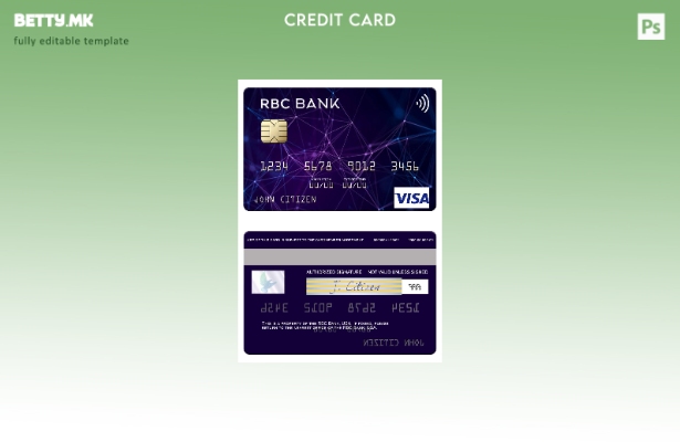 Шаблон за виза картичка во модерен стил на САД RBC Bank