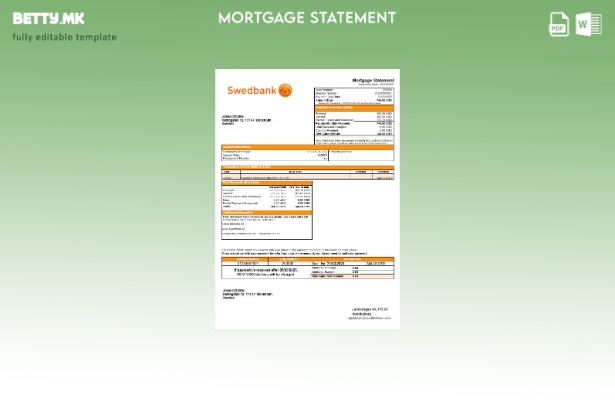 модерен стил Извод за хипотека на шведската банка Swedbank во шаблон за формати