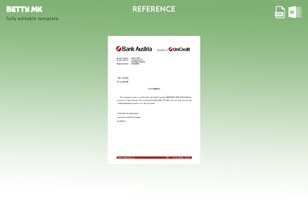 Модерен стил референтен шаблон за затворање на Austria Bank Austria
