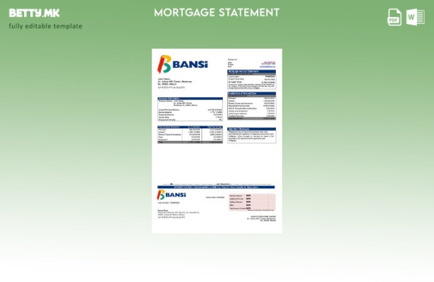 модерен стил Мексико Banco Bansi изјава за хипотека Шаблон за Word и PDF