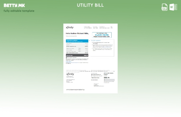 Модерен стил, шаблон за збор за сметки за комунални услуги на САД Xfinity