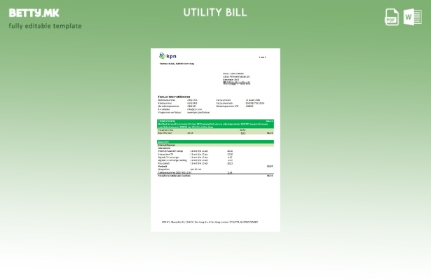 Шаблон за комунални сметки за холандски KPN во модерен стил